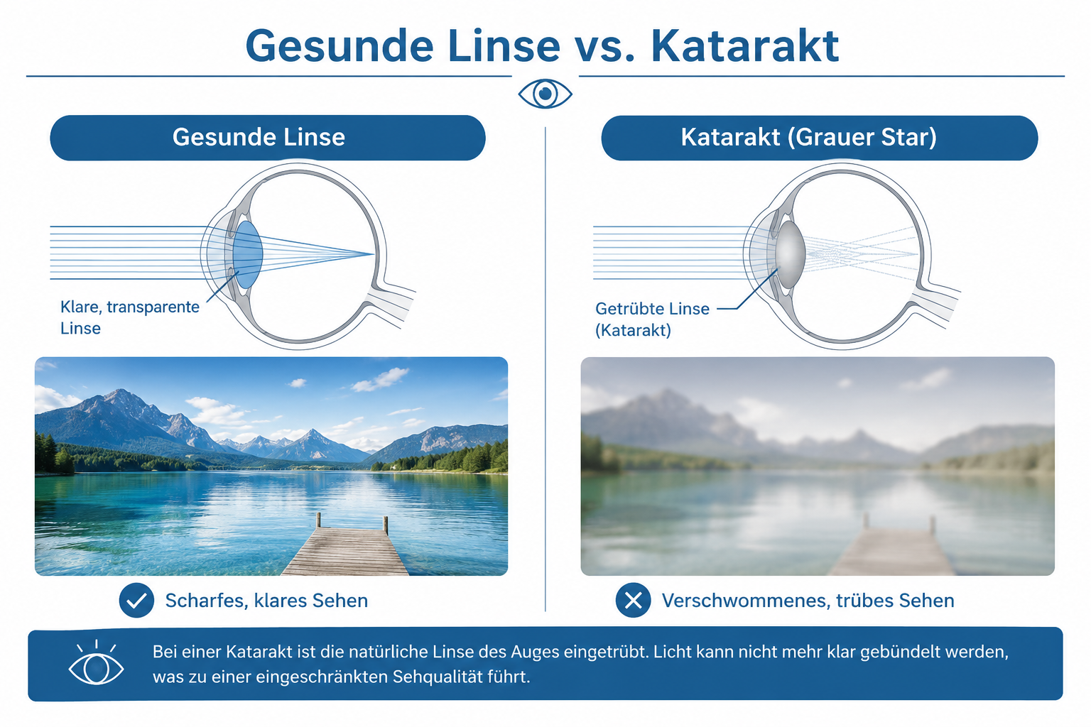 Gesunde Linse vs. Katarakt